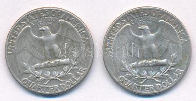 Amerikai Egyesült Államok 1947. 1/4$ Ag "Washington quarter" (2x) T:VF
USA 1947. 1/4 Doll...