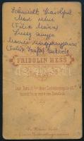 cca 1860 Kislány portréja, keményhátú fotó Fridolin Hess temesvári műterméből, foltos, sérült, 10,5×...