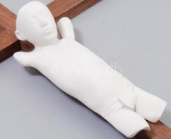 Melocco Miklós (1935-): Feszület. Gipsz, fa. Jelzett 58x26 cm