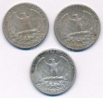 Amerikai Egyesült Államok 1934-1936. 1/4$ Ag "Washington quarter" (3x) T:XF,VF patina
USA...