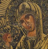 Kazanyi Szűzanya ikon, réz okláddal. XX: sz. 26x30 cm