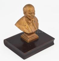 Lenin büszt, aranyozott fém, fa alapon m: 17 cm