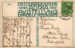 1913 Hafenansicht. Oesterreichische Adria Ausstellung Wien 1913 Officielle Postkarte A 2. Kilophot G...
