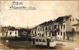 Beograd, Belgrade; Studenicka ulica / WWI street view, tram, ruins. photo (fl)