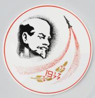 Hollóházi Lenin porcelán plakett d: 17 cm Díszdobozban