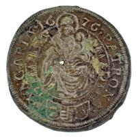 1676. 6kr Ag "I. Lipót" (3,69g) T:F hullámos lemez, lyuk Hungary 1676. 6 Kreuzer "Leo...