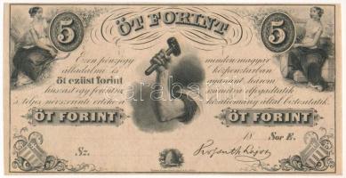 1852. 5Ft "Kossuth bankó" kitöltetlen "E" T:AU / Hungary 1852. 5 Forint "E" without date or serial number C:AU  Adamo G124