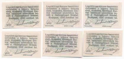 Budapest 1916. 2f-12f (6xklf) "Hadsegélyező Hivatal" T:UNC,AU / 
Hungary / Budapest 1916....