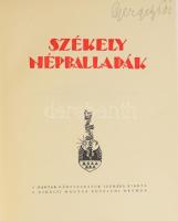 Székely népballadák. Összeállította és magyarázta: Ortutay Gyula. Buday György fametszeteivel. Bp.,1935., Kir. M. Egyetemi Nyomda, 311+1 p. Első kiadás. Kiadói aranyozott fekete gerincű félbőr-kötésben, kopott borítóval, néhány ceruzás bejelöléssel. Számozatlan példány.