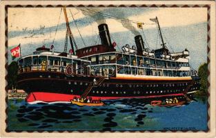 1913 Lloyddampfer "Wien". Oesterreichische Adria Ausstellung Wien 1913 Officielle Postkarte A 15. Kilophot GMBH / Austrian Adria Exhibition. Art Nouveau litho s: Hans Kalmsteiner (EK)