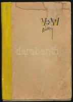 1967 Jiří Voskovec és Jan Werich cseh avantgárd színészek dalszövegeinek cseh szövege és magyar fordítása, idézte és ford.: Rédey Tibor, kb. 40-50 kézzel írt oldal, kissé viseltes füzetben, foltos borítóval