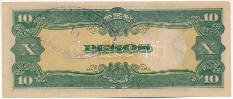 Fülöp-szigetek / Japán megszállás DN (1943) 10P hátoldalán kék felülbélyegzéssel T:F Philippines / J...