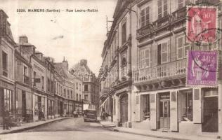 Mamers Ledru-Rollin street with confectionery and tapestry shop