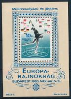 1963 Műkorcsolyázó és jégtánc EB blokk &quot;nyílhegy&quot; lemezhibával