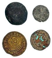 4db-os közép- és újkori érmetétel, közte 1172-1196. Kufikus rézpénz Cu &quot;III. Béla&quot; + Ausztria 1688MM 6kr Ag &quot;I. Lipót&quot; T:F,VG