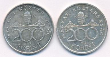1994. 200Ft Ag "Deák" + 1992. 200Ft Ag "MNB" T:XF patina
Adamo F13, F13.1