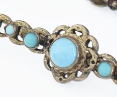 Ezüst (Ag) vegyes tétel türkizzel, jelzéssel és jelzés nélkül, bruttó: 35,5 g