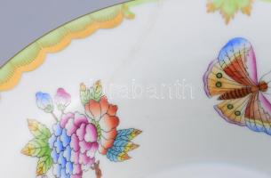 Herendi Viktória mintás körmös kínáló, jelzett, restaurált, d: 21 cm, m: 9,5 cm