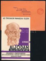 1936 ,,Az öregkor panaszai ellen: Chinoin Aljodan - Aljothein" gyógyszerreklám, grafika: Sinkó Károly (1910-1967), jó állapotban, eredeti borítékkal, 18x12 cm