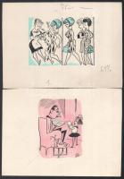Szegő Gizi (1902-1985): össz. 10 db karikatúra. Vegyes technika, papír, mindegyik jelzett és egy kiv...