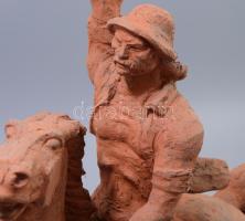 Kákonyi István (1917-1993): Dózsa György-féle székely lovas. Kerámia, jelzett, javított karral, m: 5...