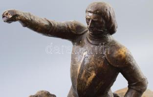 Kákonyi István (1917-1993): Dózsa György a lovon. Bronzírozott gipsz, hiányos, javított, m: 45 cm //...