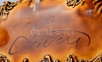 Skót-felföldi marha. Jelzett iparművész fehérkerámia / fajansz figura, kis kopással, 22x13 cm