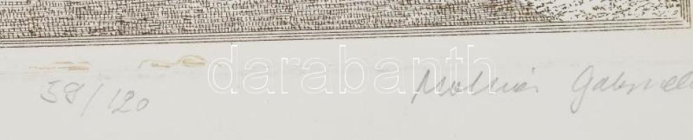 Molnár Gabriella (1940-): Bazilika, Esztergom. Rézkarc, papír, jelzett, számozott (59/120), 25×22 cm