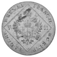 1802B 7kr Ag "I. Ferenc" Körmöcbánya, az 1795-ös 12kr-os érme lapkájára verve T:XF patina ...