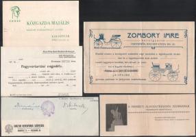 cca 1880-1940 8 db klf nyomtatvány: tarnote, meghívó, igazolvány, stb