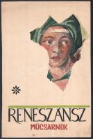 Reneszánsz, Műcsarnok. Plakátterv. Akvarell, papír, olvashatatlan jelzésekkel a hátoldalán, 34,5×22,5 cm