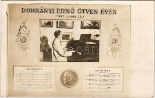 1927 Dohnányi Ernő zeneszerző, karmester, zongoraművész, zenepedagógus 50 éves, zongorázás közben a művész / 50th birthday anniversary of Hungarian composer, pianist and conductor Ernő Dohnányi. photo