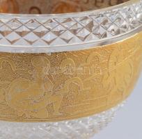 cca 1920, Val St Lambert kristály kínáló, római katonákat ábrázoló aranyozott frízzel, jelzés nélkül...