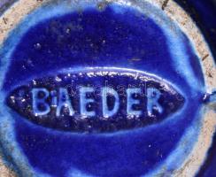 cca 1915, Baeder arcszínező por fajansz tégely, jelzett, sérüléssel, d: 6 cm