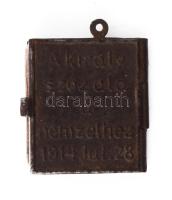 1914 Ferenc József: Népeimhez! Minikönyv medál dombornyomott fém borítóval, " A világháboru eml...