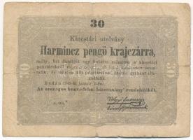 1849. 30kr "Kossuth bankó" T:VG Adamo G103A