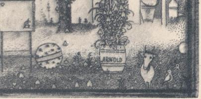 Gross Arnold (1929-2015): Cirkuszosok. Ofszet nyomat, papír, jelzett a nyomaton. Az 1973-ban megjele...