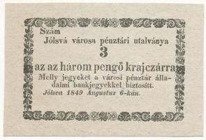 Jólsva 1849. 3kr T:AU foltos / Hungary / Jólsva 1849. 3 Kreuzer C:AU Adamo JÓL-1.2