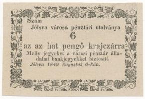 Jólsva 1849. 6kr T:AU foltos / Hungary / Jólsva 1849. 6 Kreuzer C:AU Adamo JÓL-1.3