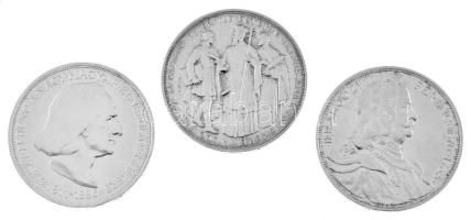 1935. 2P Ag "Pázmány" + 2P Ag "Rákóczi" + 1936. 2P Ag "Liszt Ferenc" - "Pázmány-sor" T:AU kis ph és karc / Hungary 1935. 2 Pengő Ag "Pázmány" + 2 Pengő Ag "Rákóczi" + 1936. 2 Pengő Ag "Liszt Ferenc" - "Pázmány-series" C:AU small edge error and scratch Adamo P7.1, P7.2, P7.3