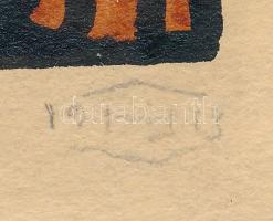 1913 Haranghy Jenő (1894-1951): Női fodrász, vegyes technika, papír, törésnyomokkal, 27,5×14,5 cm