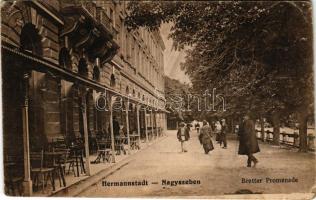 1918 Nagyszeben, Hermannstadt, Sibiu; Bretter-Promenade / Bretter sétány. Heinrich Connerth kiadása / street view (ázott sarok / wet corner)