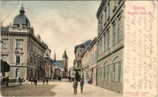 1907 Kassa, Kosice; Kossuth Lajos utca, üzletek / street view, shops (EB)