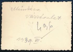 1939 Munkács (Mukacheve, Mukacevo), Kárpátalja, várrészlet az 1924-ben ledöntött turul-szoborral, a ...