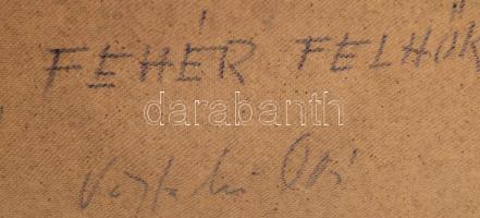 Vágfalvi Ottó (1925-2015): "Fehér felhők" (Balatoni táj). Olaj, farost, jelezve jobbra len...