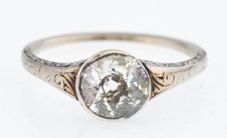 Arany (Au) 14K fehérarany gyűrű 1,25 ct kerek csiszolású VS2 gyémánttal, jelzett, méret: 56, bruttó:...