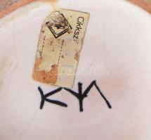 Kerezsi Gyöngyi ikebana váza. mázas kerámia, jelzett, hibátlan 18x15 cm