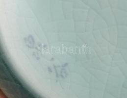 Kaori Izumiya madaras váza. Mázas kerámia, japán. Kézzel festett, mázrepedésekkel 23 cm