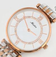 Meibin női karóra, kövekkel és gyöngyház számlappal, fém szíjjal, új állapotban d: 31 mm
