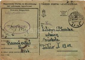 1943 Muszka földön csak így jár a posta.. postás csigaháton. Kézzel rajzolt Tábori Postai Levelezőla...